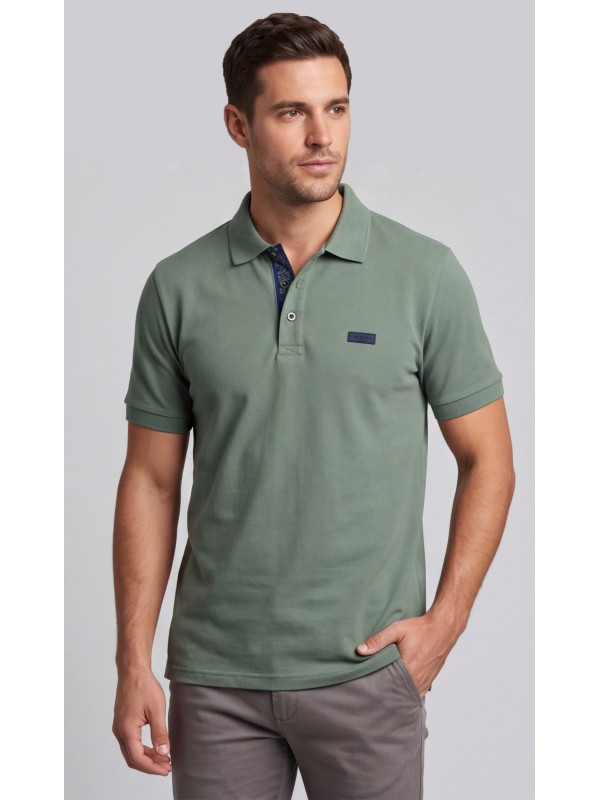 Life Style Butiken Ανδρική Πικέ Polo μπλούζα με γιακά και κουμπιά LS12631079 ΠΡΑΣΙΝΟ