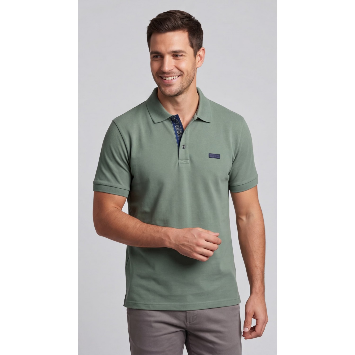 Life Style Butiken Ανδρική Πικέ Polo μπλούζα με γιακά και κουμπιά LS12631079 ΠΡΑΣΙΝΟ Ανδρικά