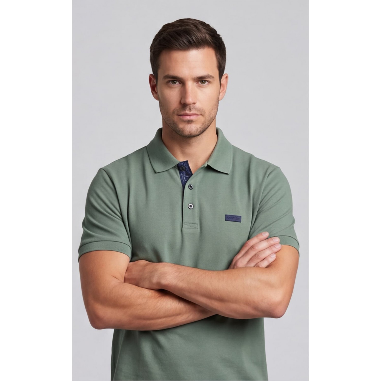 Life Style Butiken Ανδρική Πικέ Polo μπλούζα με γιακά και κουμπιά LS12631079 ΠΡΑΣΙΝΟ Ανδρικά