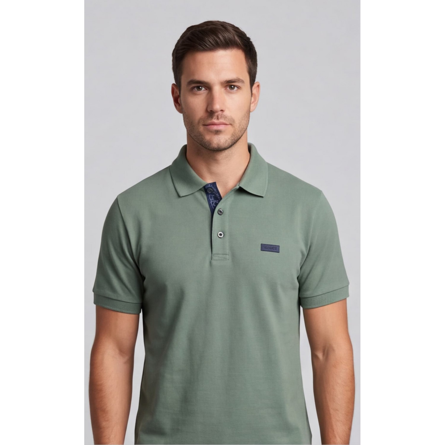Life Style Butiken Ανδρική Πικέ Polo μπλούζα με γιακά και κουμπιά LS12631079 ΠΡΑΣΙΝΟ Ανδρικά