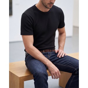 Life Style Butiken Ανδρική κοντομάνικη μπλούζα waffle LS12631090 Black Ανδρικά