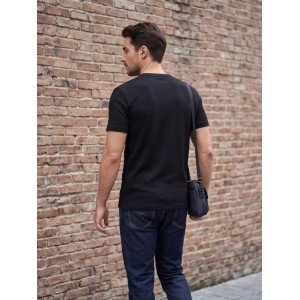 Life Style Butiken Ανδρική κοντομάνικη μπλούζα waffle LS12631090 Black Ανδρικά