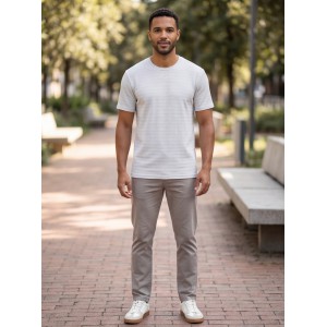 Life Style Butiken Ανδρική κοντομάνικη μπλούζα waffle LS12631090 Γκρι Ανδρικά