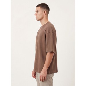 Life Style Butiken Ανδρική κοντομάνικη μπλούζα oversize ανάγλυφη υφή LS1M5771Καφέ