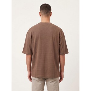  Life Style Butiken Ανδρική κοντομάνικη μπλούζα oversize ανάγλυφη υφή LS1M5771Καφέ