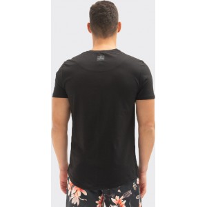 Ανδρική κοντομανικη μπλούζα με τύπωμα λουλουδια ATTITUDE 83093 ΜΑΥΡΗ