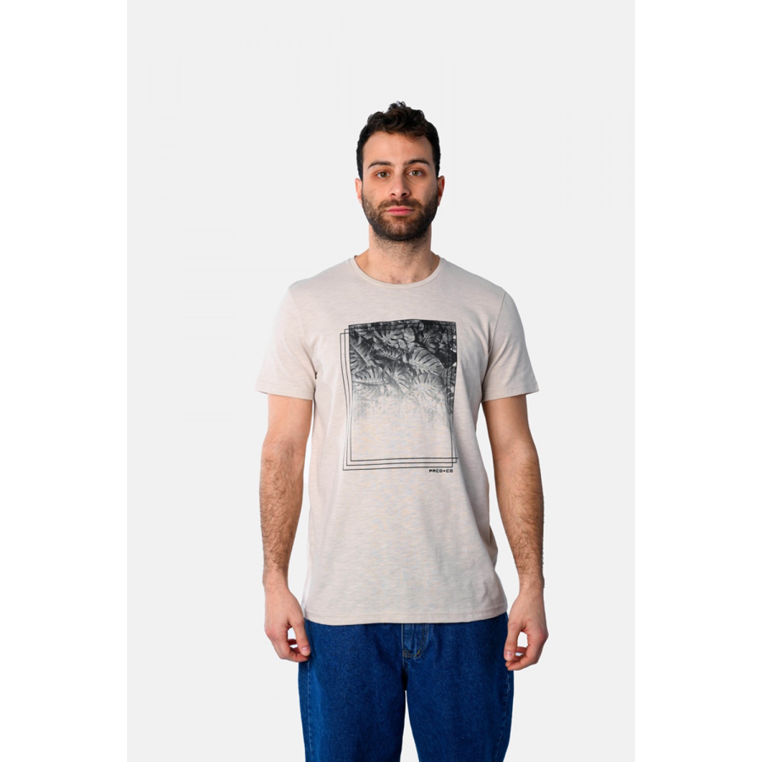 Life Style Butiken Ανδρική κοντομάνικη μπλούζα LS12531020 Εκρού