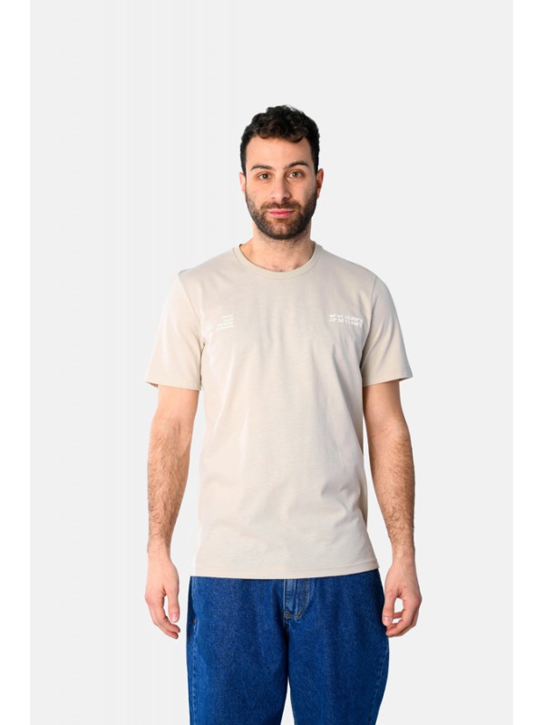 Life Style Butiken Ανδρική κοντομάνικη μπλούζα LS12531032 Εκρού