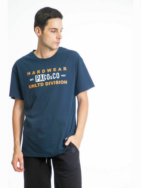 Paco & Co Ανδρικό T-shirt Navy Μπλε με Λογότυπο