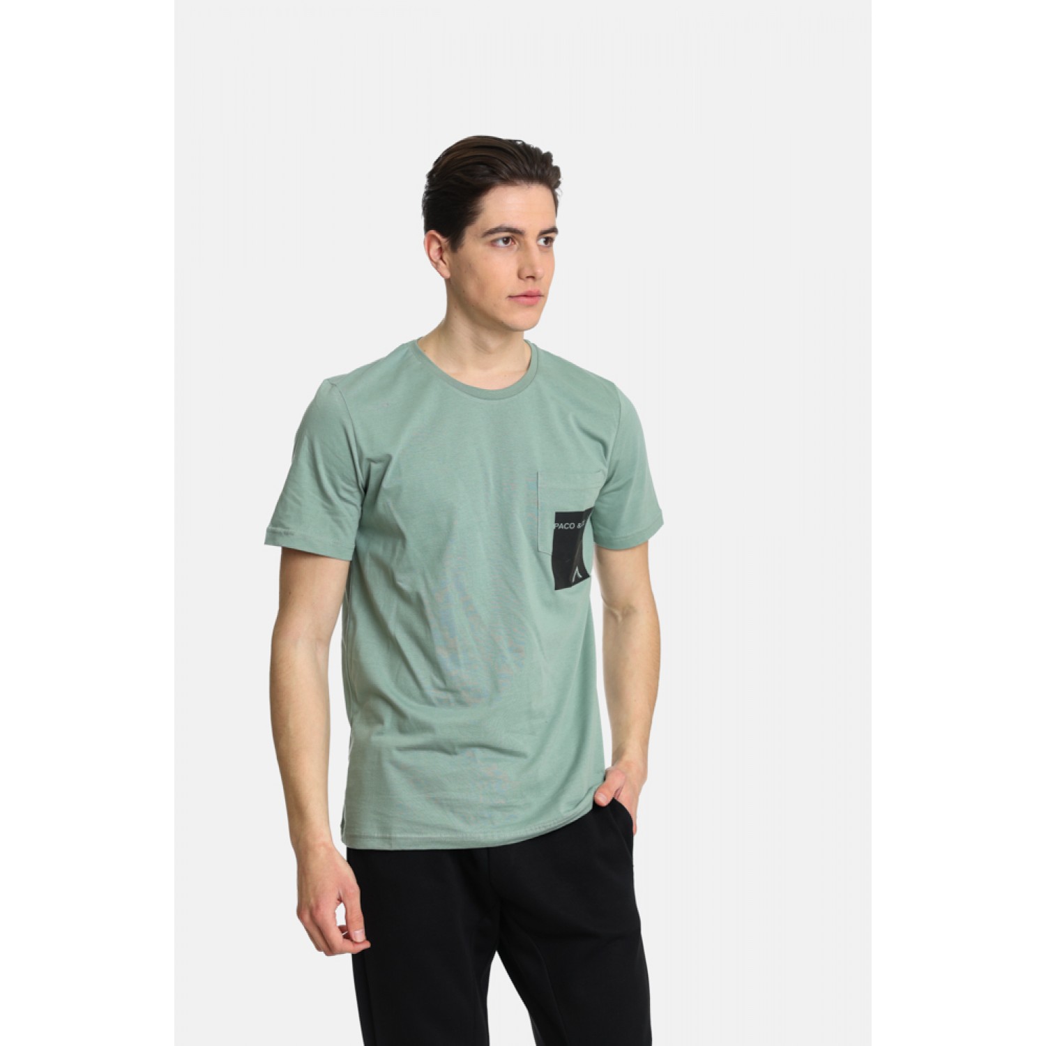 Paco & Co 2431042 Ανδρική κοντομανικη μπλούζα Μέντα Κανονική Γραμμή