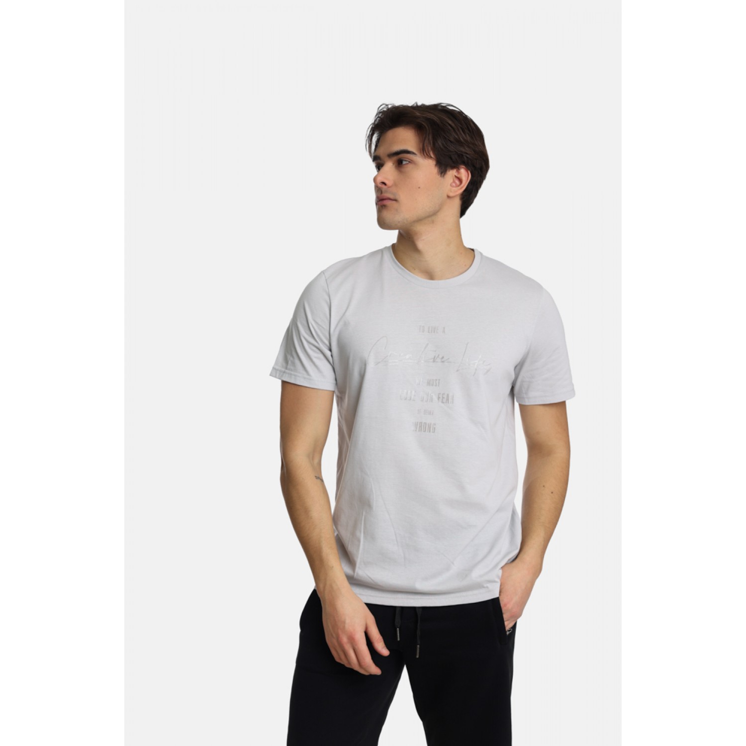 Paco & Co 2431037 Ανδρική κοντομανικη μπλούζα Γκρι Κανονική Γραμμή