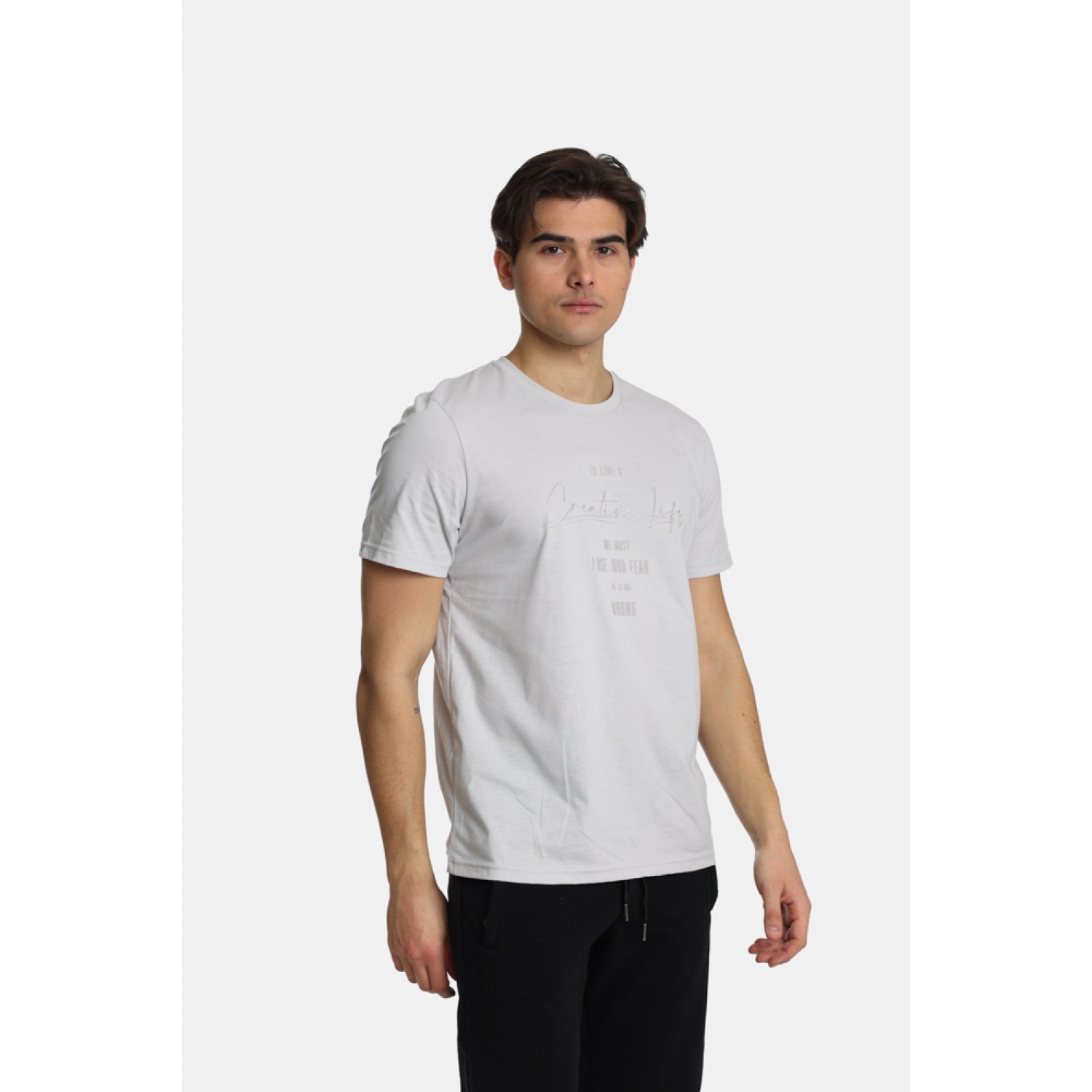 Paco & Co 2431037 Ανδρική κοντομανικη μπλούζα Γκρι Κανονική Γραμμή