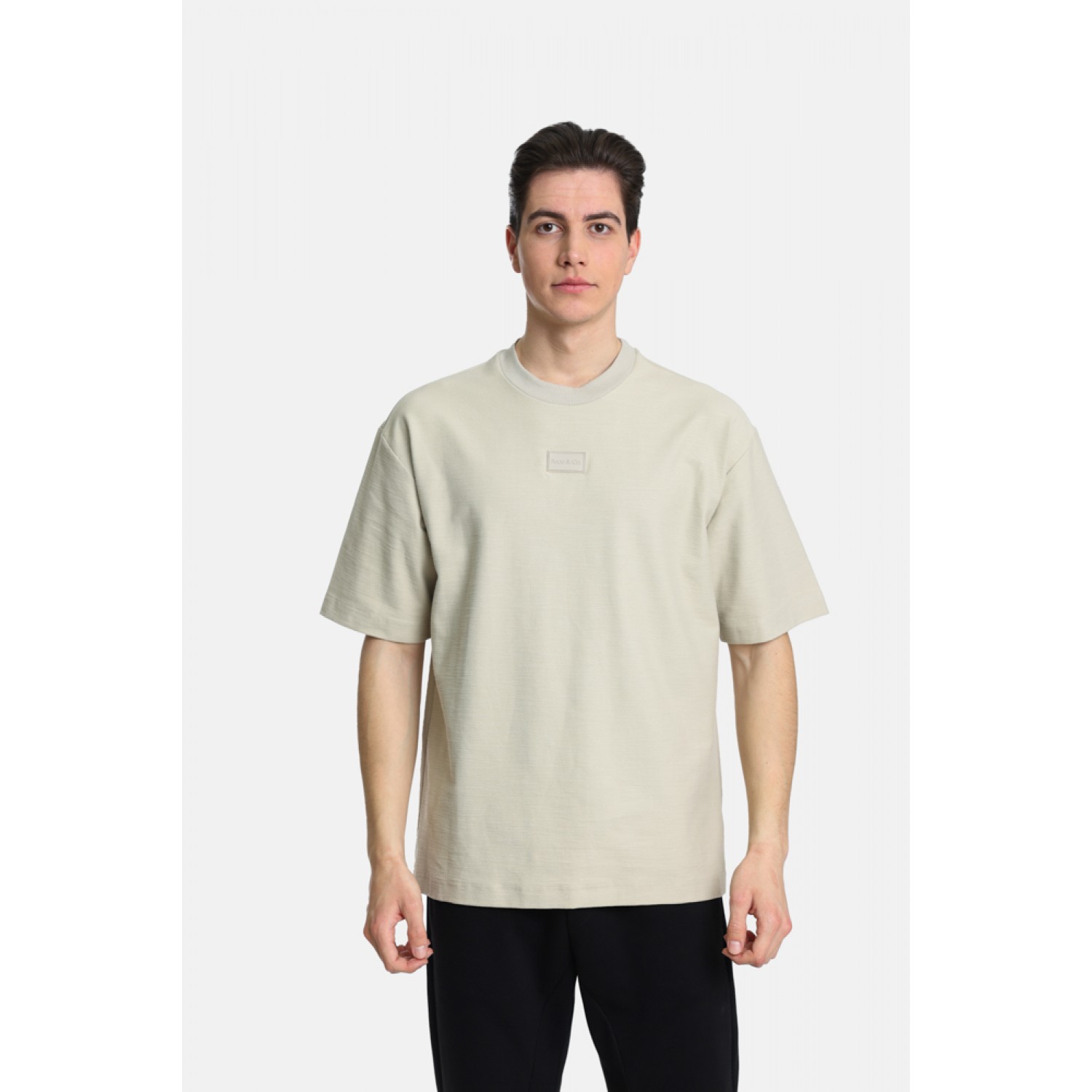 Paco&co 2431068 Εκρού Ανδρική κοντομάνικη μπλούζα Άνετη Εφαρμογή