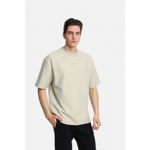 Paco&co 2431068 Εκρού Ανδρική κοντομάνικη μπλούζα Άνετη Εφαρμογή