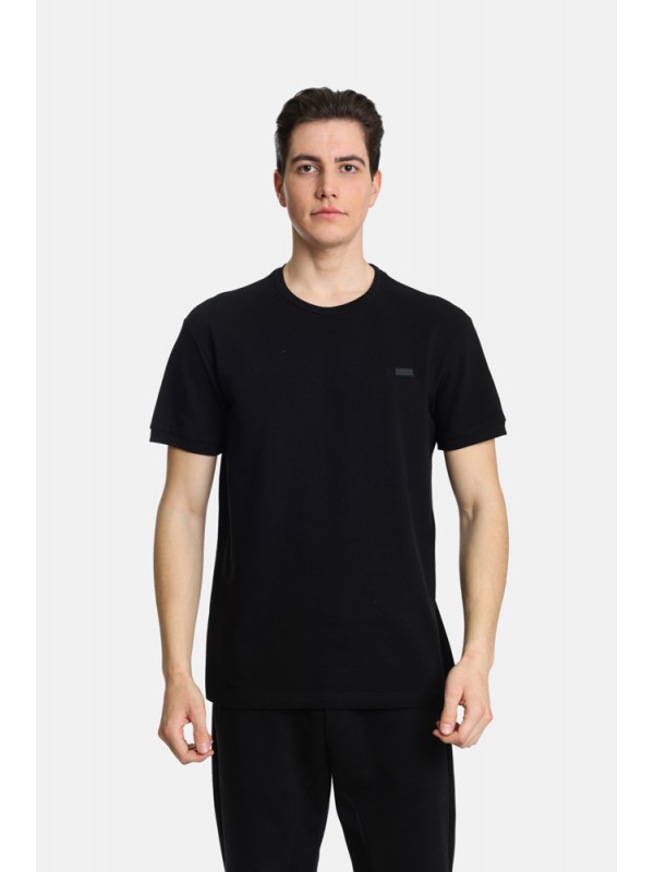 Life Style Butiken LS2431096 Black Ανδρική Κοντομάνικη Μπλούζα Πικέ Κανονική Εφαρμογή