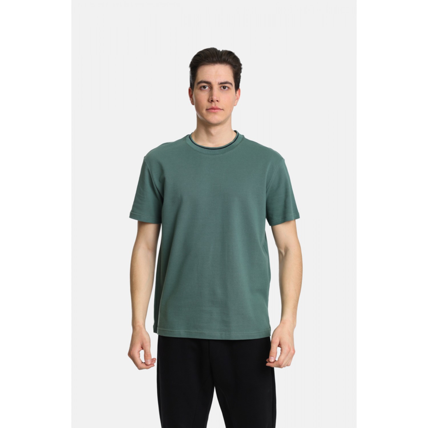 Life Style Butiken LS2431096 Μέντα Ανδρική Κοντομάνικη Μπλούζα Πικέ Κανονική Εφαρμογή