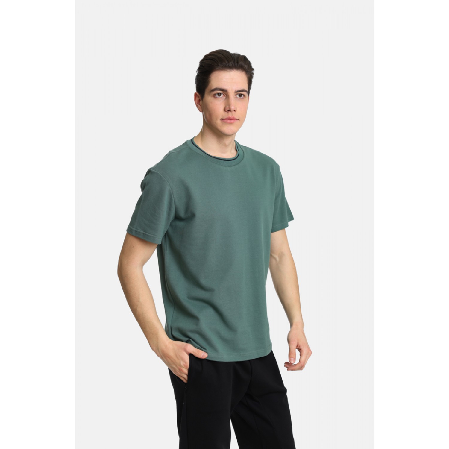 Life Style Butiken LS2431096 Μέντα Ανδρική Κοντομάνικη Μπλούζα Πικέ Κανονική Εφαρμογή