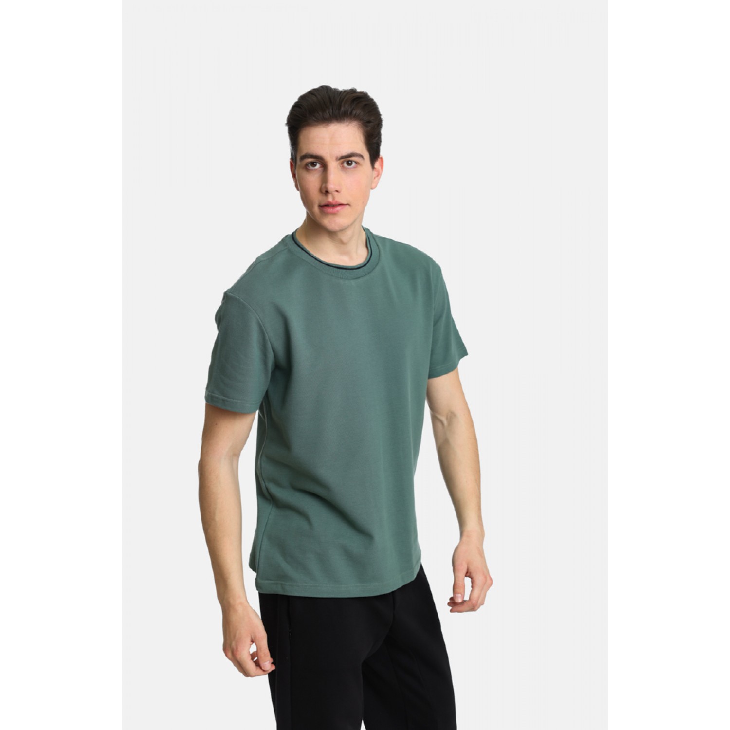 Life Style Butiken LS2431096 Μέντα Ανδρική Κοντομάνικη Μπλούζα Πικέ Κανονική Εφαρμογή