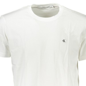 CALVIN KLEIN J30J325268 Λευκό Ανδρική Κοντομάνικη Μπλούζα Κανονική Γραμμή