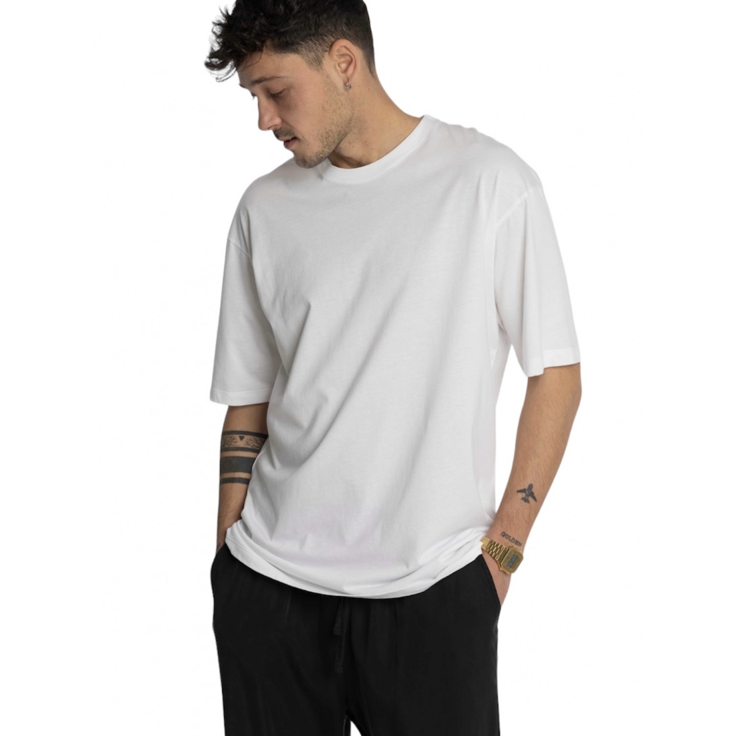 Life Style Butiken LS5473 Λευκό Ανδρική κοντομάνικη μπλούζα Άνετη Εφαρμογή 