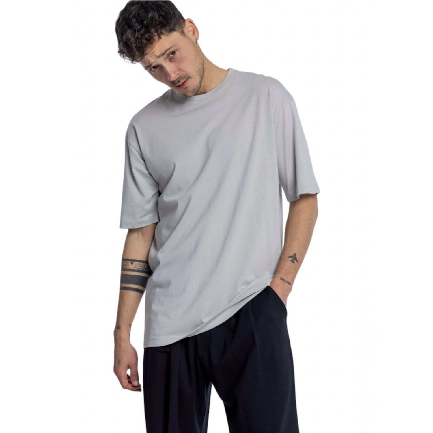 Life Style Butiken LS5473 Γκρι Ανδρική κοντομάνικη μπλούζα Άνετη Εφαρμογή