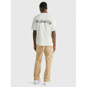 Tommy Hilfiger DM0DM17732YBH Εκρού Ανδρική κοντομάνικη μπλούζα Oversized