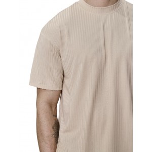 Life Style Butiken LS16627 Μπεζ Ανδρικό Κοντομάνικο μπλουζάκι  Oversized