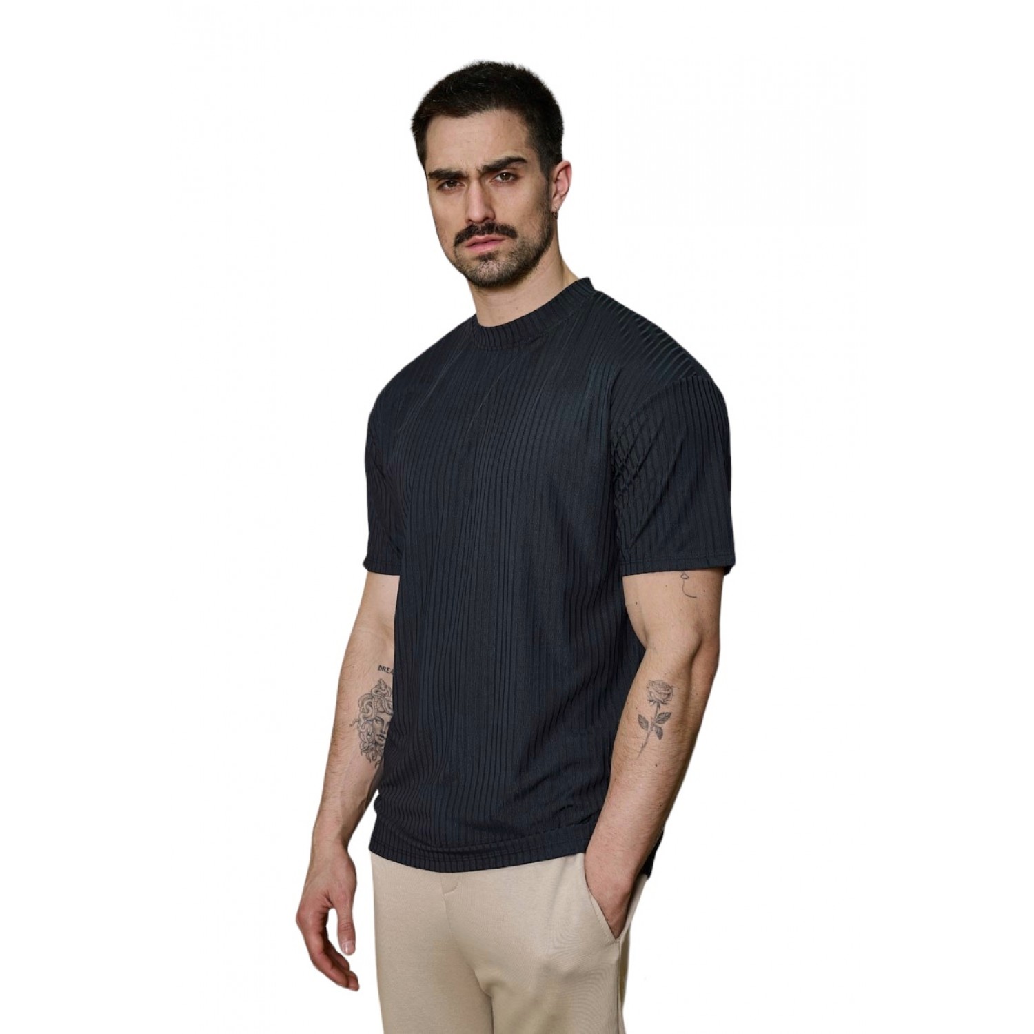 Life Style Butiken LS16627 Μαύρο Ανδρικό Κοντομάνικο μπλουζάκι Oversized