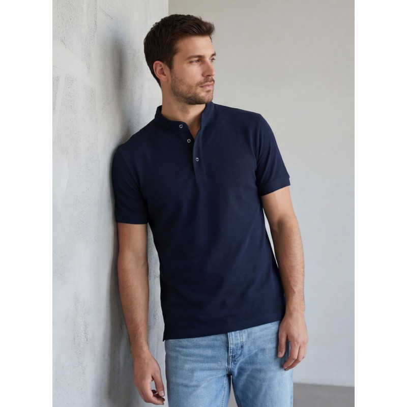 Life Style Butiken Ανδρική κοντομάνικη μπλούζα Polo Mao με κουμπιά LS12431837 Navy Ανδρικά