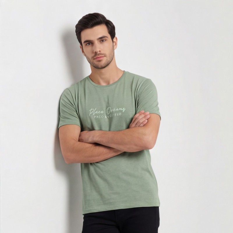 Life Style Butiken Ανδρική κοντομάνικη μπλούζα LS12631017 Μέντα Ανδρικά