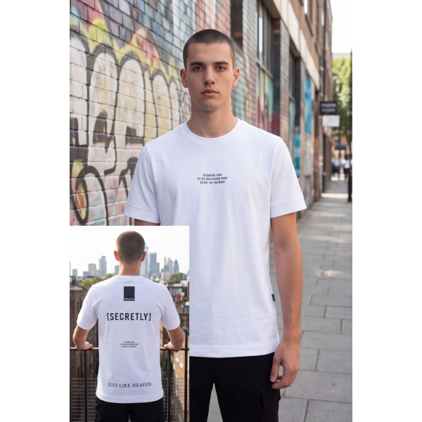 Life Style Butiken Ανδρική κοντομάνικη μπλούζα oversized LS12631045 Λευκό