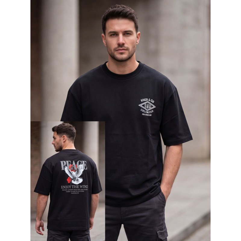 Life Style Butiken Ανδρική κοντομάνικη μπλούζα oversize LS12631063 Black Ανδρικά