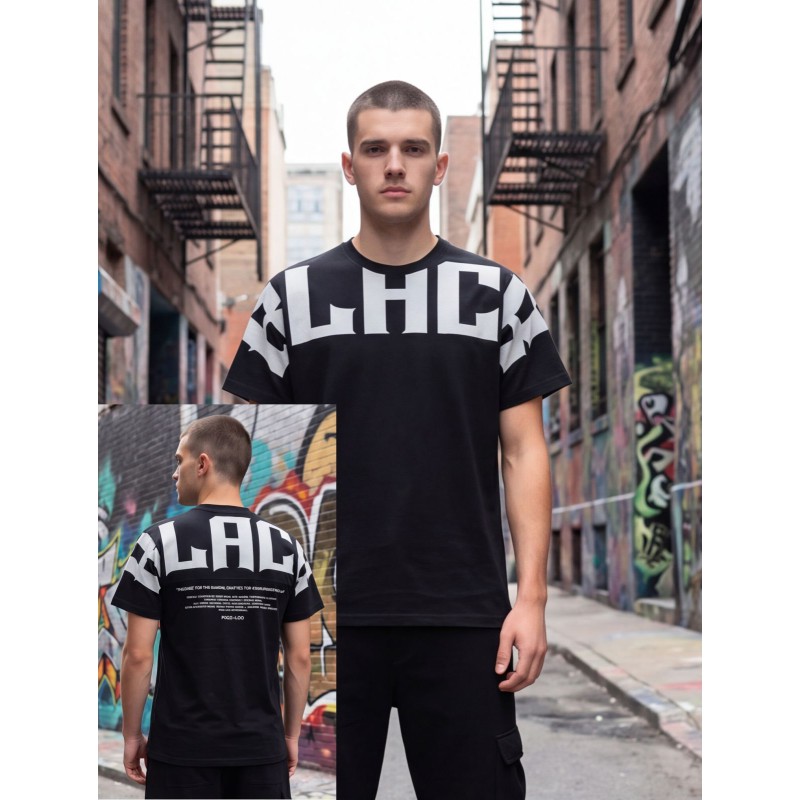 Life Style Butiken Ανδρική κοντομάνικη μπλούζα Oversized LS12631069 Black Ανδρικά