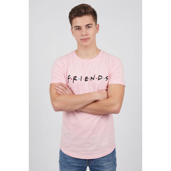 Life Style Butiken Ανδρικό T-shirt Με Στρογγυλάδα Και Τύπωμα FRIENDS LS181068 ΡΟΖ