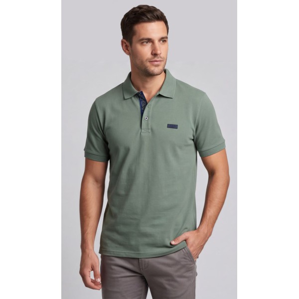 Life Style Butiken Ανδρική Πικέ Polo μπλούζα με γιακά και κουμπιά LS12631079 ΠΡΑΣΙΝΟ