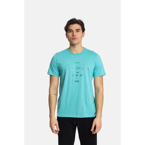 Paco & Co 2431037 Ανδρική κοντομανικη μπλούζα Aqua Κανονική Γραμμή