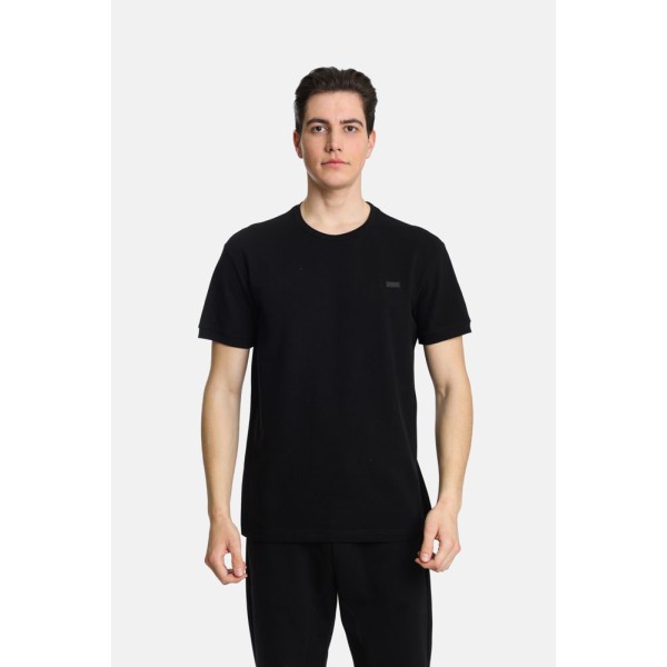 Life Style Butiken LS2431096 Black Ανδρική Κοντομάνικη Μπλούζα Πικέ Κανονική Εφαρμογή