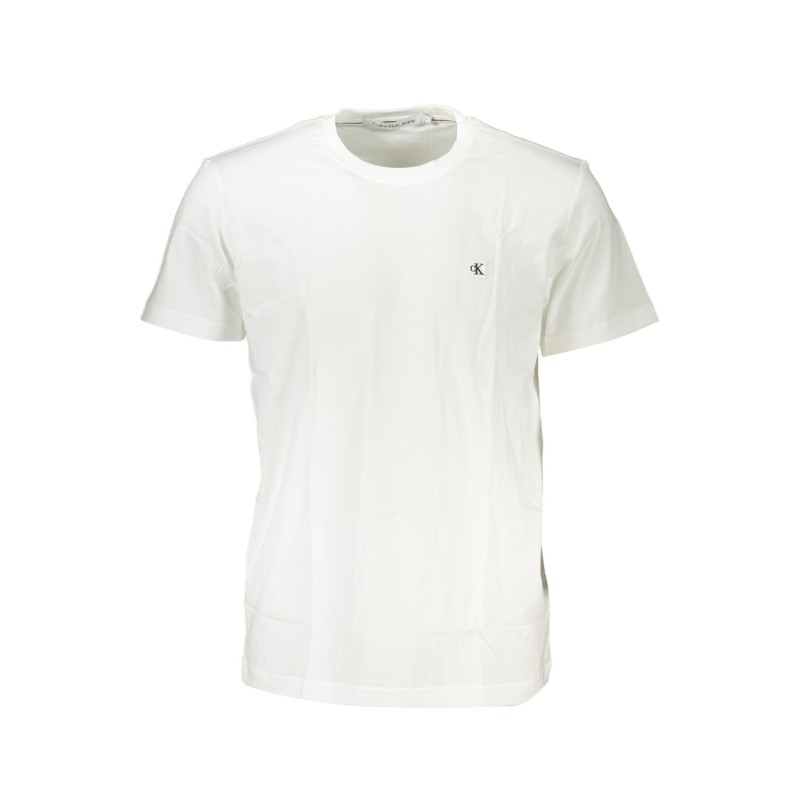 CALVIN KLEIN J30J325268 Λευκό Ανδρική Κοντομάνικη Μπλούζα Κανονική Γραμμή Ανδρικά
