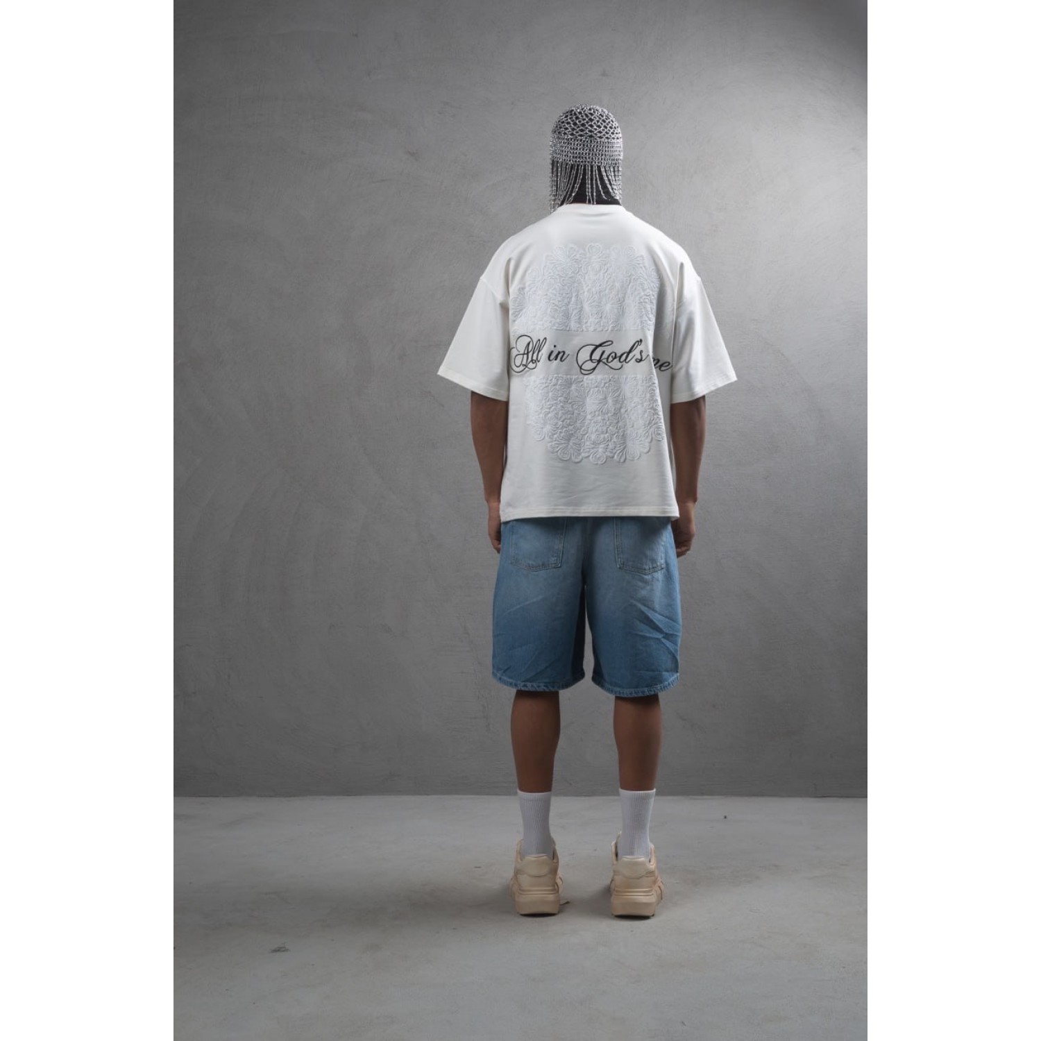 Life Style Butiken Ανδρική κοντομάνικη μπλούζα oversized LS110010 Εκρού