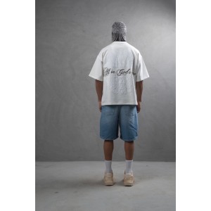 Life Style Butiken Ανδρική κοντομάνικη μπλούζα oversized LS110010 Εκρού