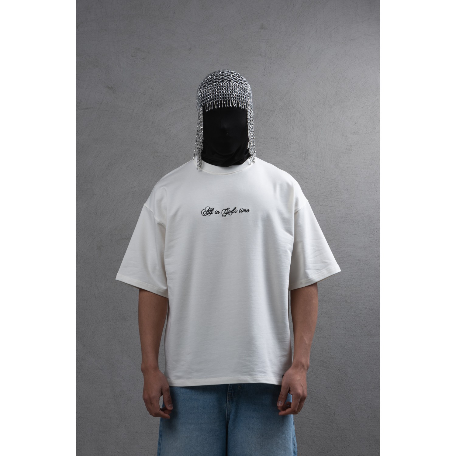 Life Style Butiken Ανδρική κοντομάνικη μπλούζα oversized LS110010 Εκρού