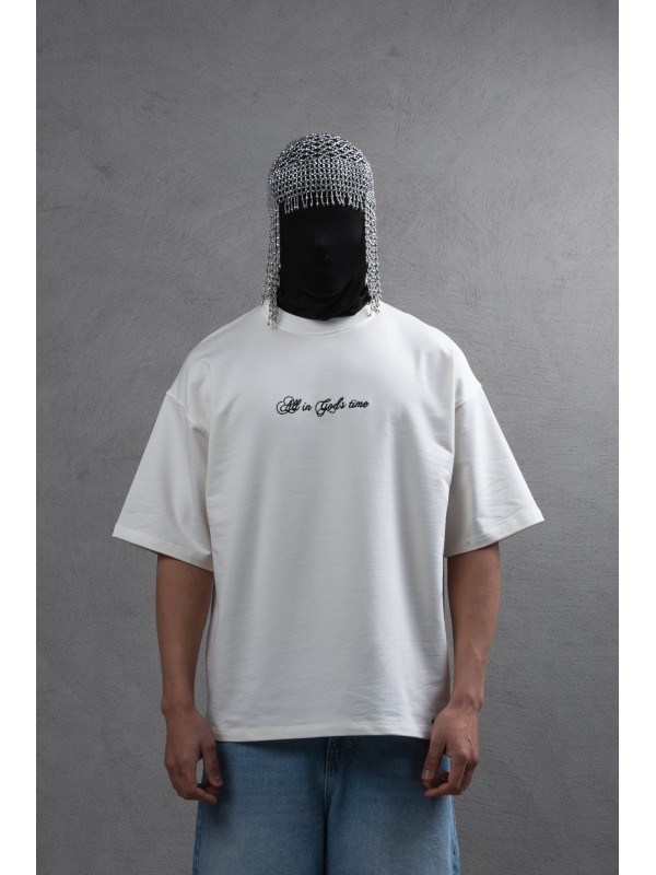 Life Style Butiken Ανδρική κοντομάνικη μπλούζα oversized LS110010 Εκρού
