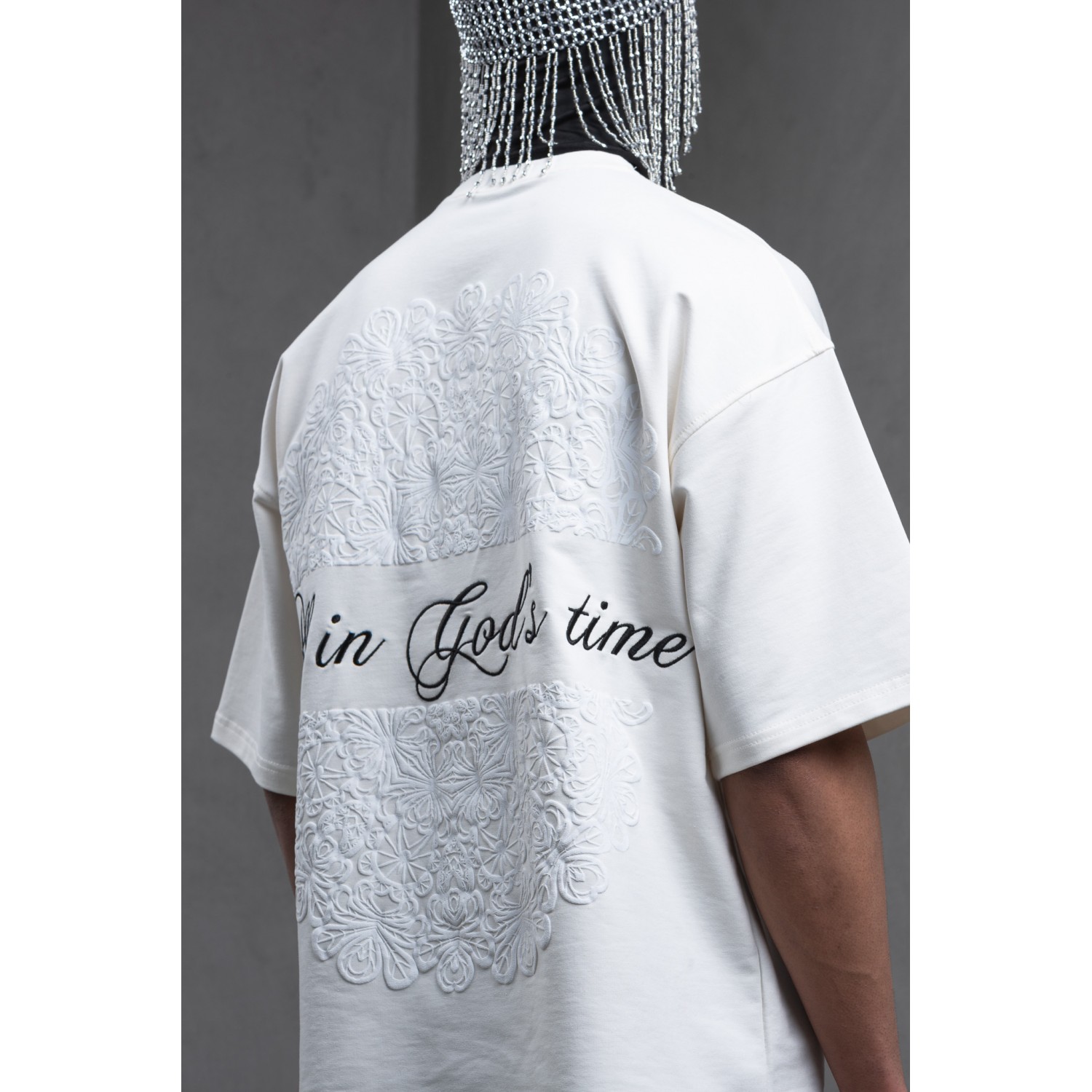 Life Style Butiken Ανδρική κοντομάνικη μπλούζα oversized LS110010 Εκρού