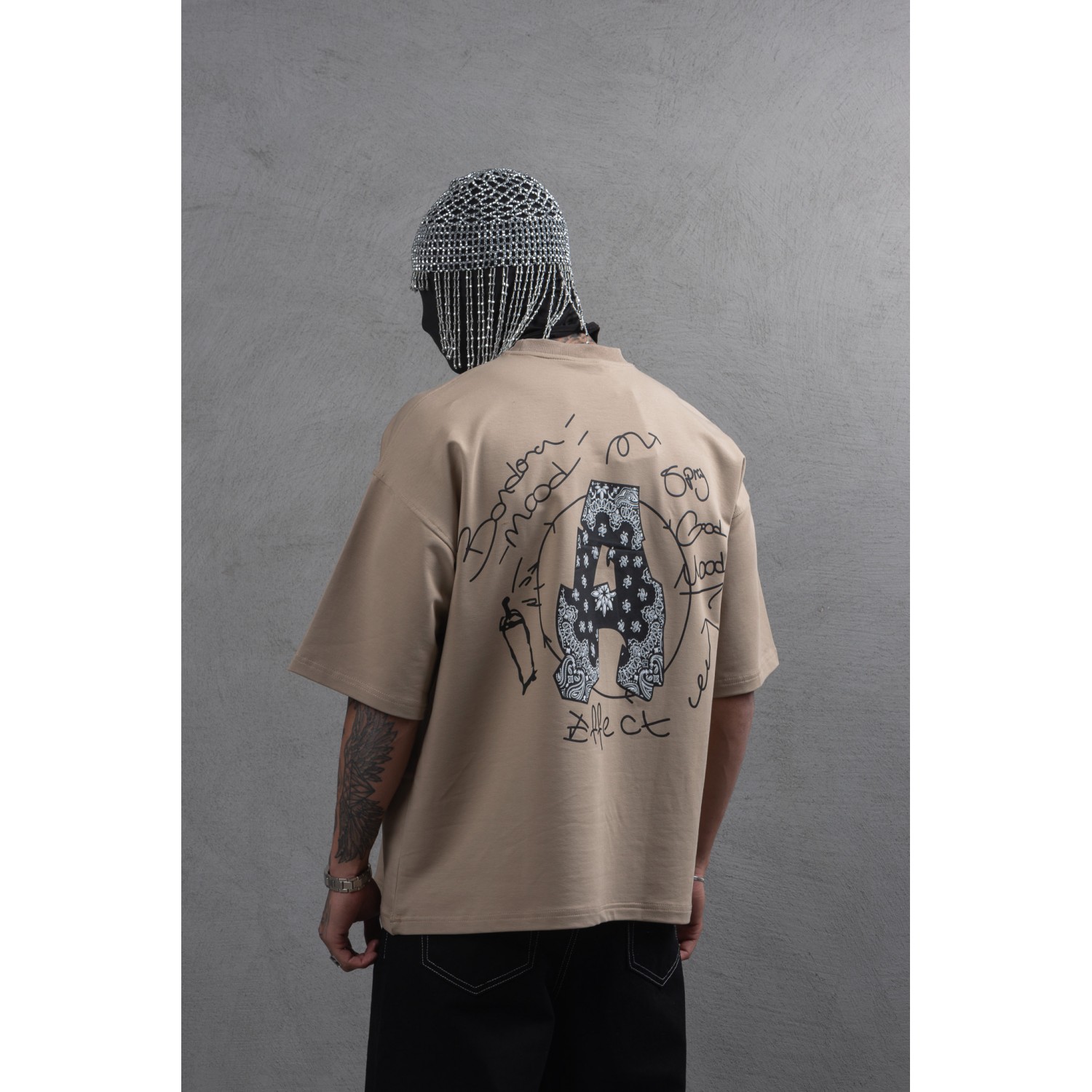 Life Style Butiken Ανδρική κοντομάνικη μπλούζα oversized LS110025 Ταμπά