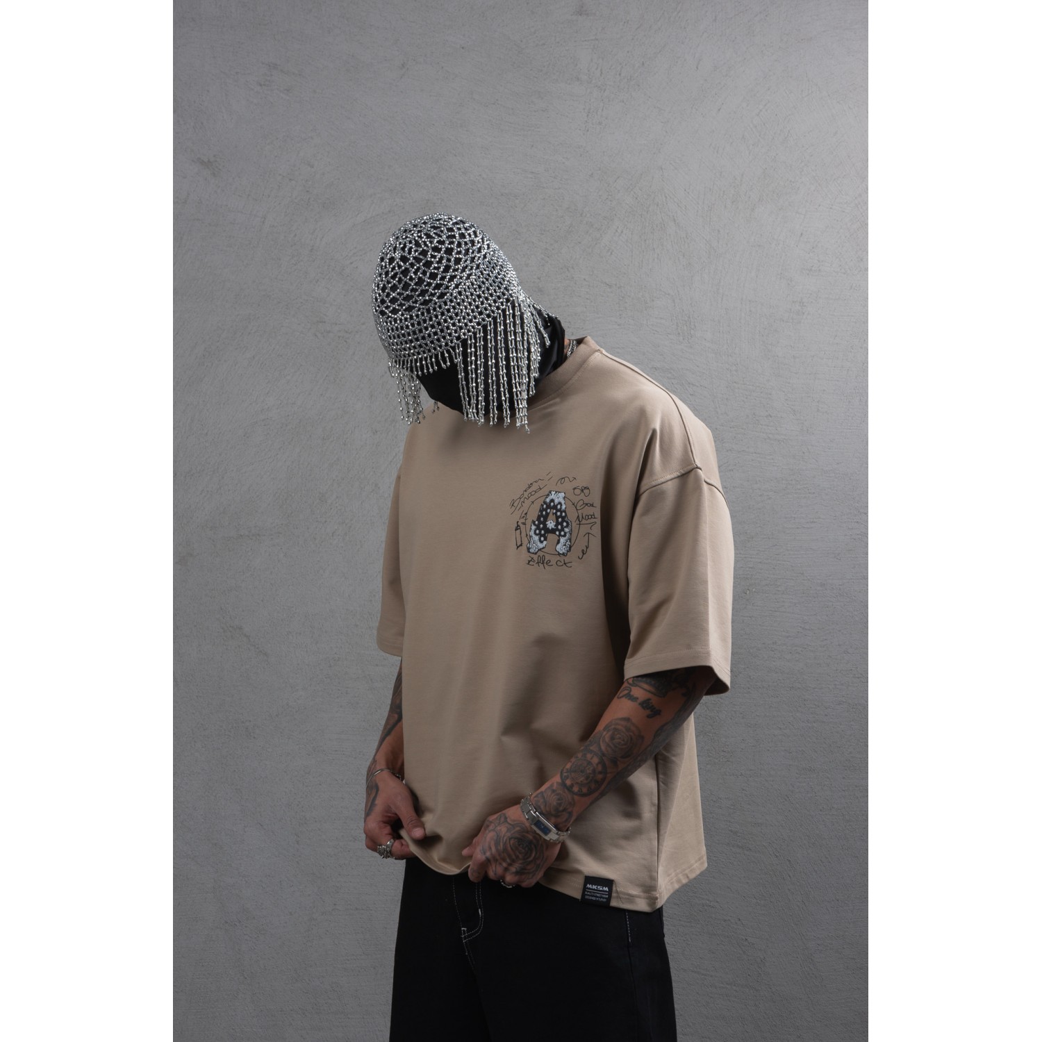 Life Style Butiken Ανδρική κοντομάνικη μπλούζα oversized LS110025 Ταμπά