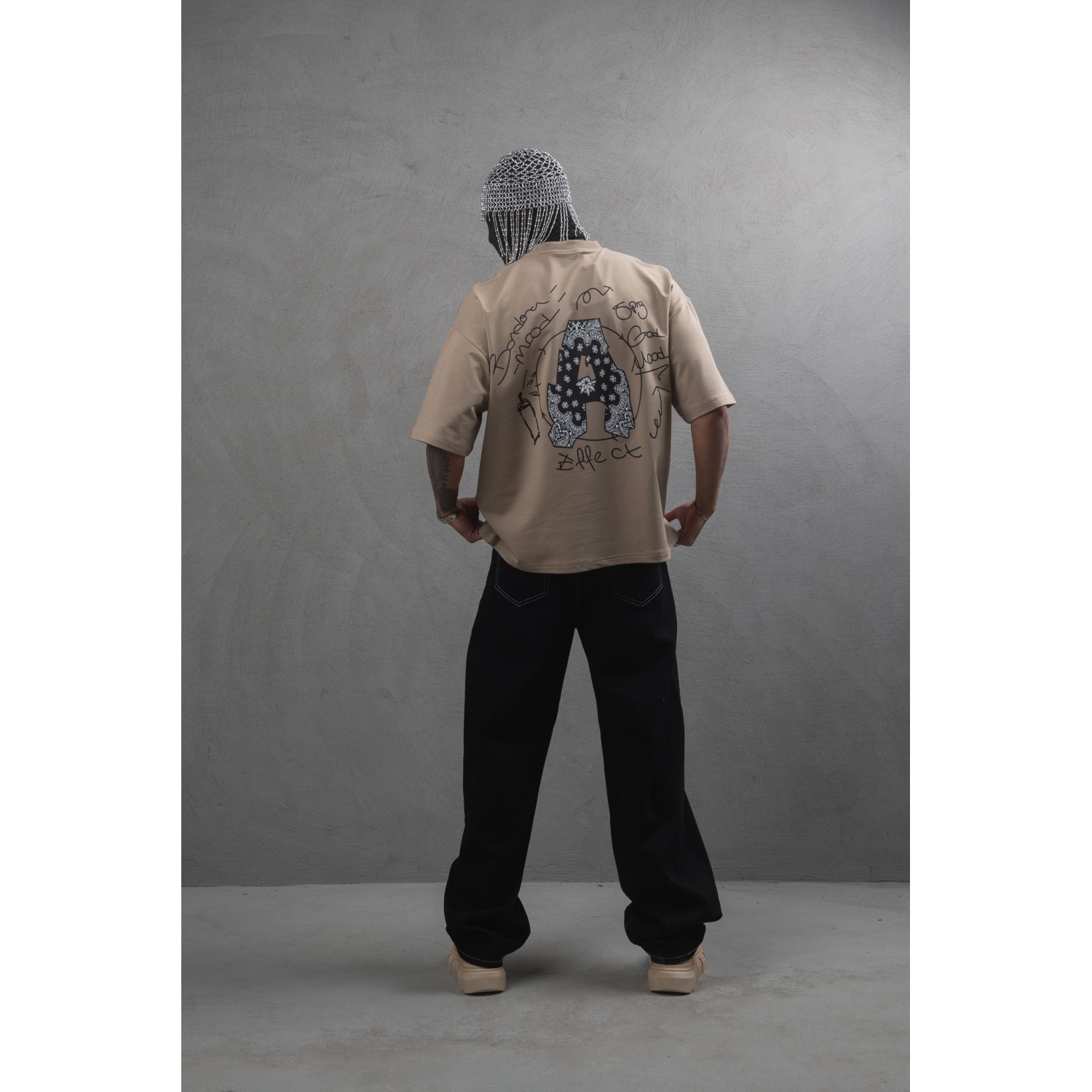 Life Style Butiken Ανδρική κοντομάνικη μπλούζα oversized LS110025 Ταμπά