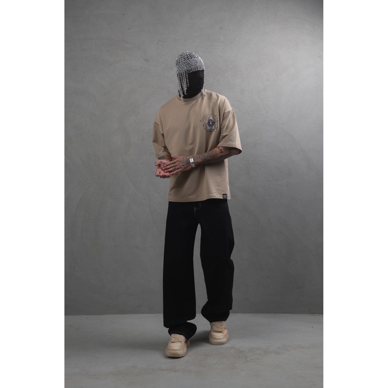 Life Style Butiken Ανδρική κοντομάνικη μπλούζα oversized LS110025 Ταμπά