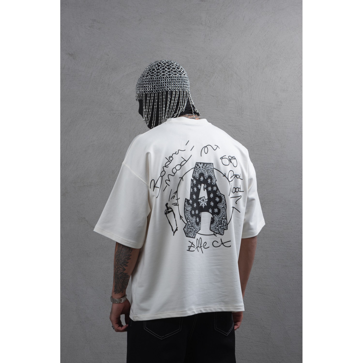 Life Style Butiken Ανδρική κοντομάνικη μπλούζα oversized LS110025 Εκρού