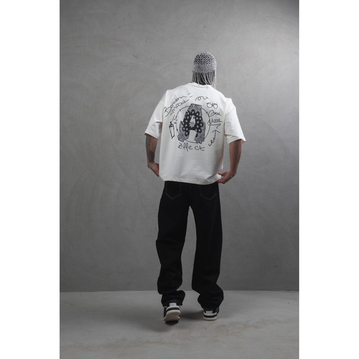 Life Style Butiken Ανδρική κοντομάνικη μπλούζα oversized LS110025 Εκρού