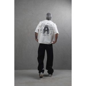 Life Style Butiken Ανδρική κοντομάνικη μπλούζα oversized LS110025 Εκρού